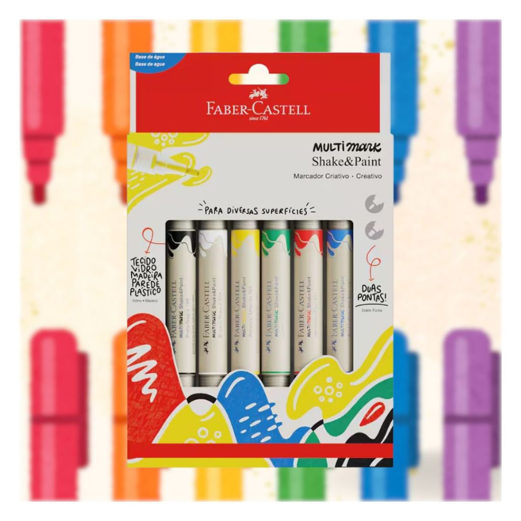 Marcador Multimark Shake&Paint Com 6 Cores Basic - Faber-Castell