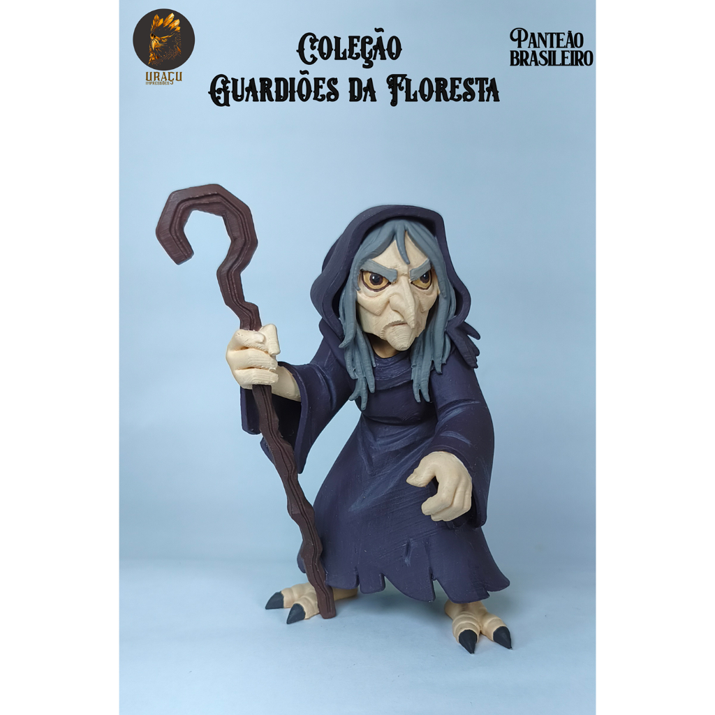 Boneco Miniatura Lenda da Matinta Pereira impressão 3D Folclore Brasileiro plástico PLA pintura a mão