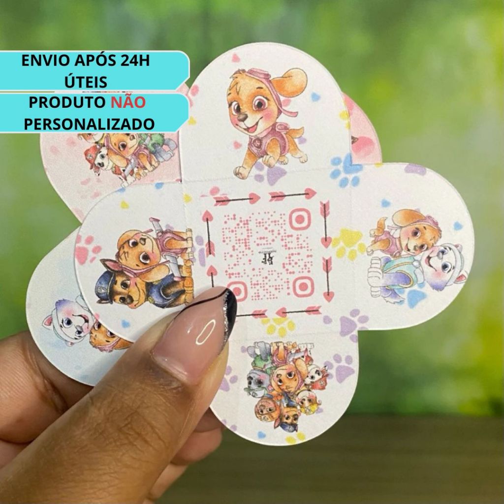 Forminha de Docinho PATRULHA CANINA AQUARELA MENINA Forminha temática para Brigadeiro Pétala festa aniversário