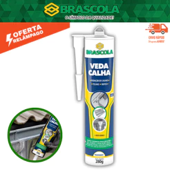 Veda Calha Brascola Transparente 280g Brascola Colagem Vedação de Calhas Rufos Telhas Emendas Top