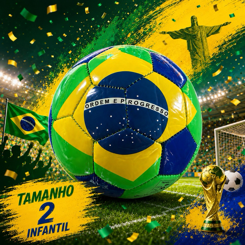 mini Bola de futebol Brasil copa do mundo tamanho 2 infantil