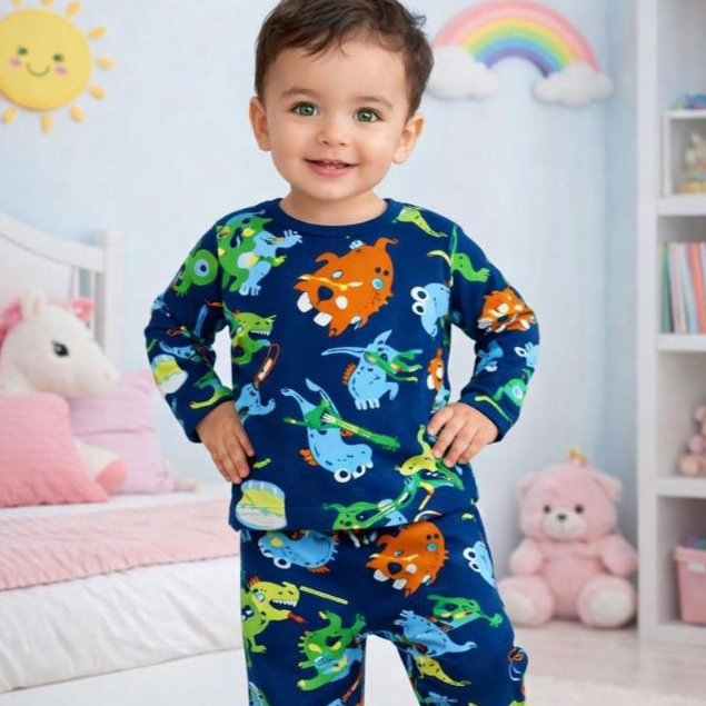 Conjunto Pijama Infantil Menino Inverno Suede Manga Longa Roupa De Dormir Quentinha Confortável