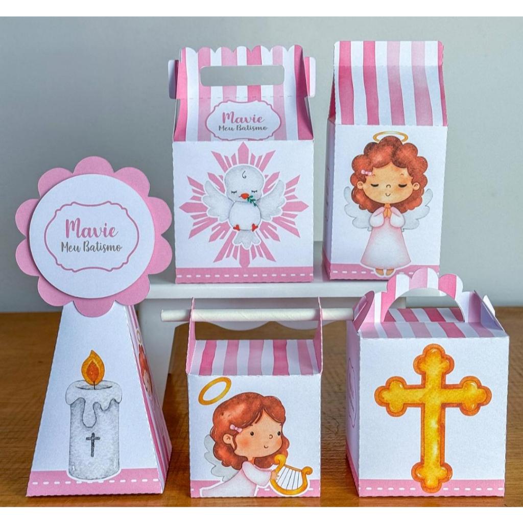 ENVIO RAPIDO/PEGUE E MONTE /CAIXINHAS MILK/LEMBRANCINHAS/PERSONALIZADOS:TEMA BATIZADO ROSA
