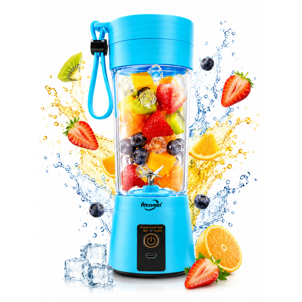 Liquidificador Portátil USB Recarregável 380ml Sucos Shakes Whey Compacto para Viagens e Academia