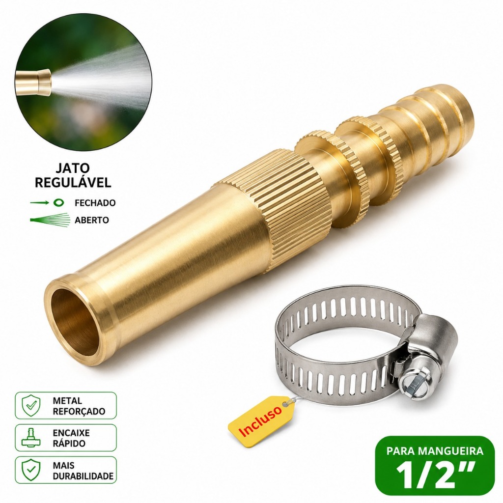 Esguicho Ajustável Para Mangueira 1/2 - Lavagem Carro Jardim