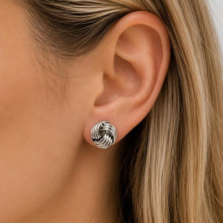 Brinco Feminino Nó Elegante Aço Inoxidável Antialérgico