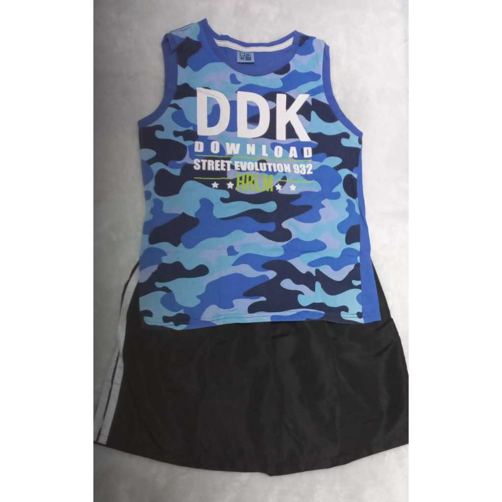 FP 904 - kit conjunto camiseta regata e bermuda em tactel, tamanho 14 anos