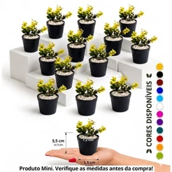 Kit 12 Vasinhos Com Plantas Artificiais Lembrancinha Decoração Mesa De Festa Aniversário Casamento