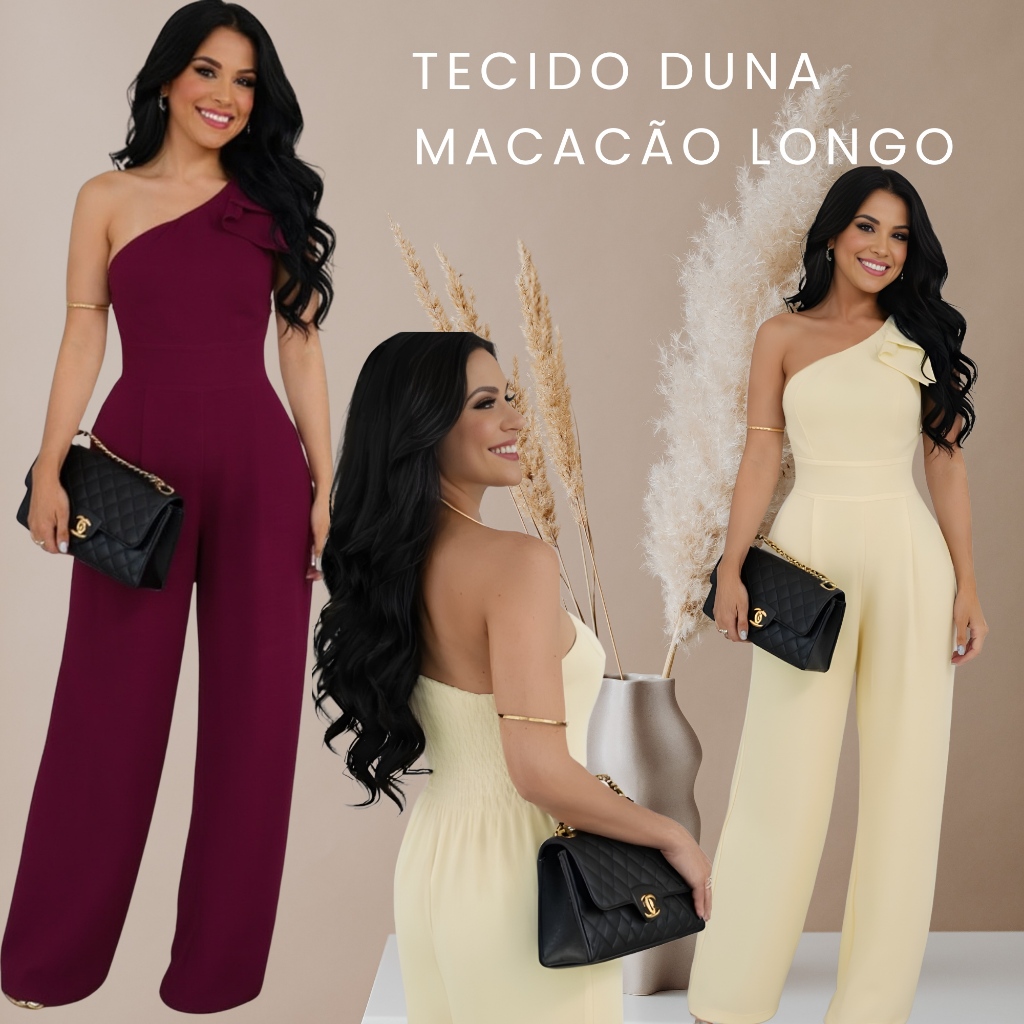 Macacão Pantalona Ombro Único com Laço | Elegante, Não Amassa e Confortável