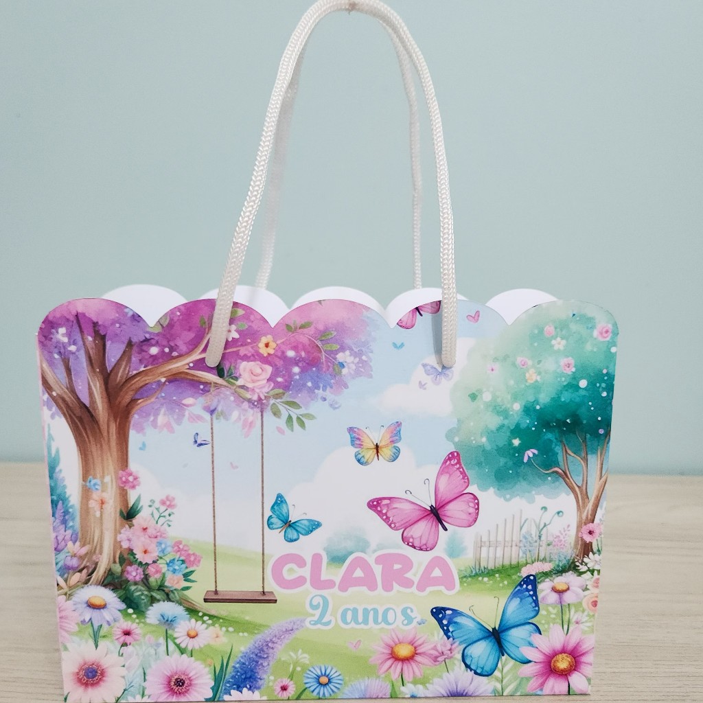 Sacolinha Personalizada JARDIM ENCANTADO DAS BORBOLETAS | kit 10-20-30 | Festa Infantil | Lembrancinha | Aniversário