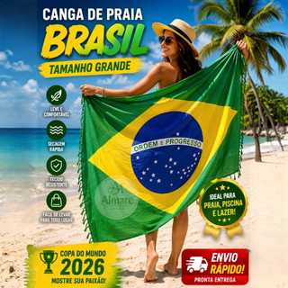 Canga Praia Bandeira Brasil Copa Do Mundo 2026 Tamanho Grande - Toalha Praia Piscina Viagem Torcida