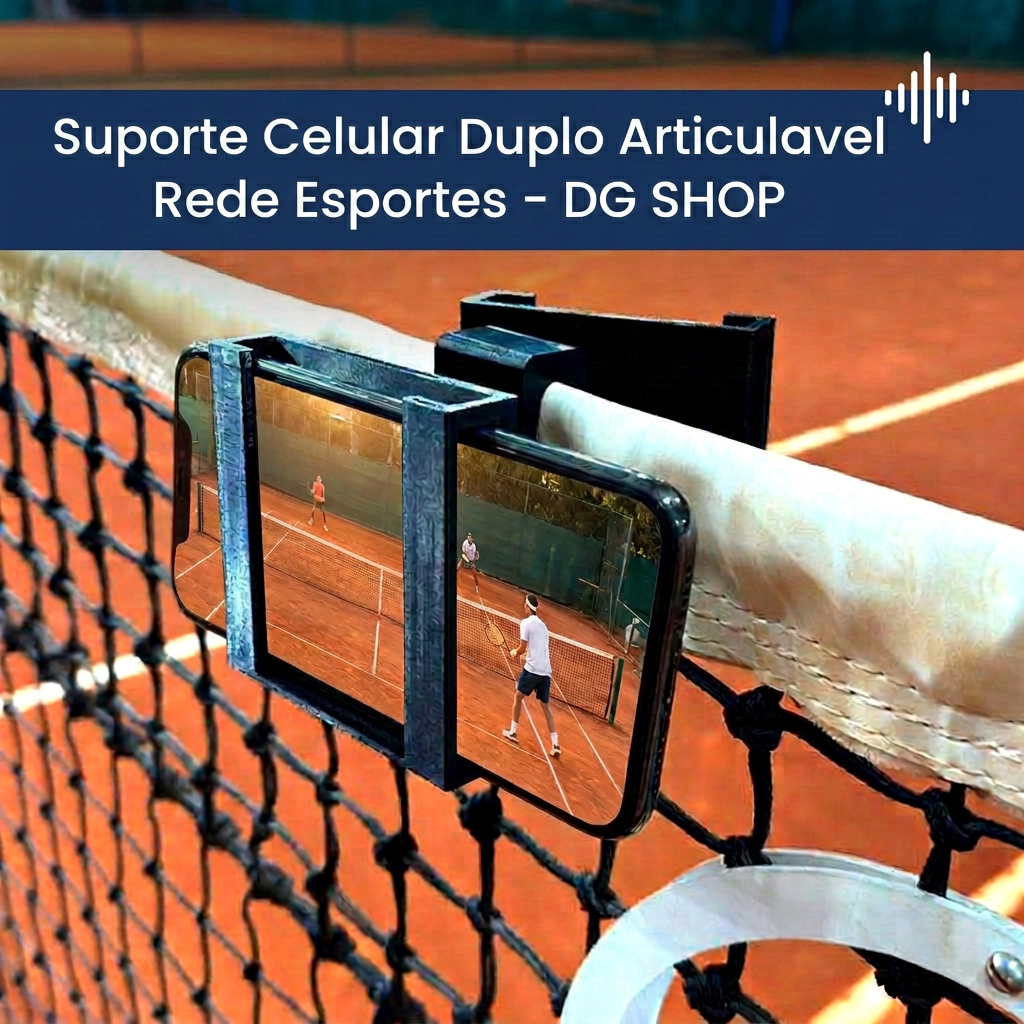 Suporte Celular Rede Tennis, Beach Tennis, Padel Ângulo Ajustável, Portátil, Compatibilidade Universal - DG SHOP