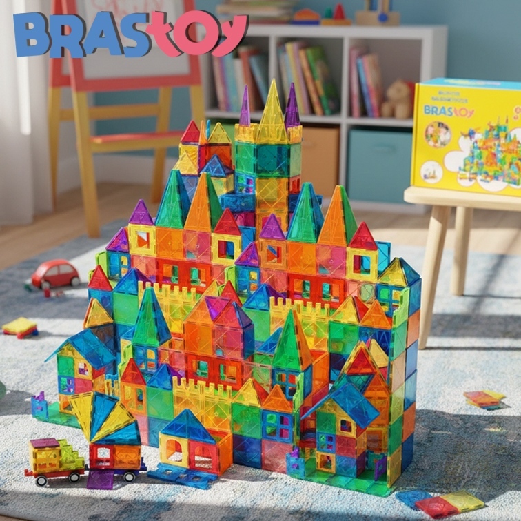 Brastoy Blocos De Montar Magnético Construção 65/130 Peças Brinquedo Educativo Infantil Educativo