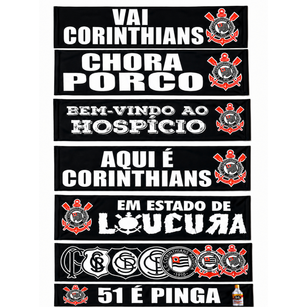 Faixa Decorativa Corinthians Torcida 1 metro x 26cm