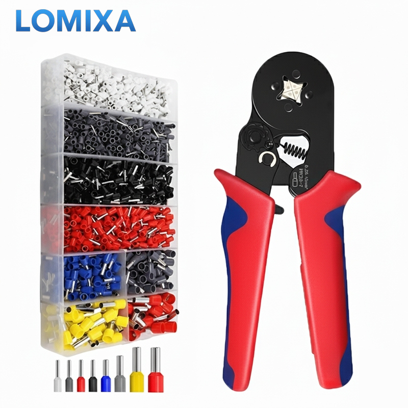 Kit 1 Alicate Crimpador e Decapador Profissional com 1800 Terminais Ilhós Tubular para Eletricista