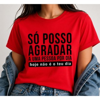 Camiseta Feminina Estampada 100 Algodão Confortável Frase Divertida Casual P ao GG