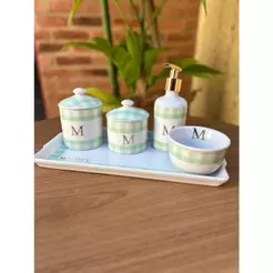 Kit Higiene Xadrez Verde Claro - Maternidade - Bebê