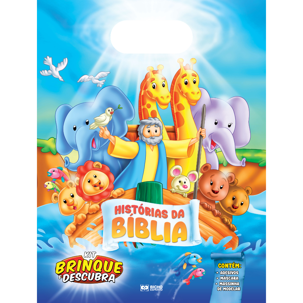 Kit Brinque E Descubra Historias Da Biblia + Máscara e Cartela de Adesivos