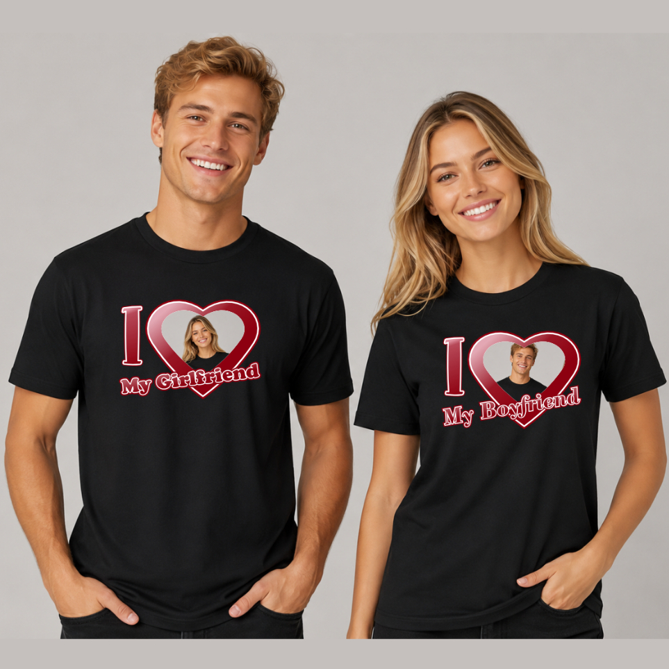 Camisa Personalizada com Foto I Love My BoyFriend Camisa Personalizada com Foto I Love My Girlfriend
