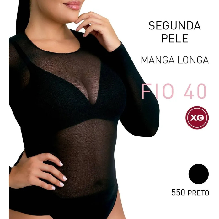 Blusa Segunda Pele Manga Longa Selene Fio 40 Decotada  9100