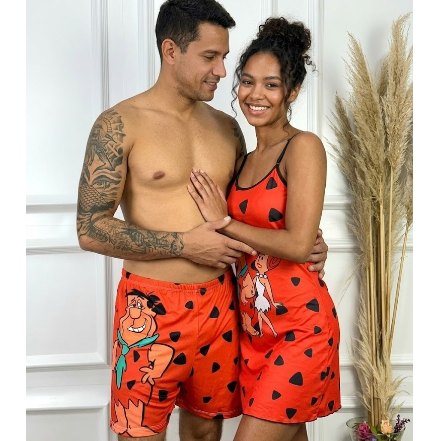 Kit Pijama Casal Camisola + Samba Canção Moda Masculina e Feminina Conforto e Estilo Para Dormir