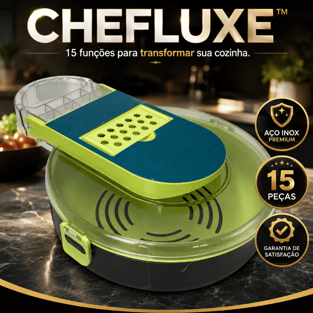 Cortador de Legumes Multifuncional 15 Peças Mandoline Profissional Ralador Fatiador de Vegetais em Aço Inox com Pote