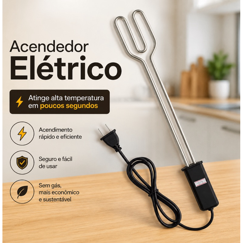 Acendedor Elétrico Churrasqueira Lareira Fogão A Lenha