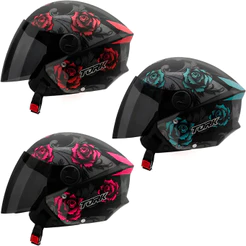 Capacete New Liberty Three Flowerss Elite Pro Tork Brilhante Viseria Fumê