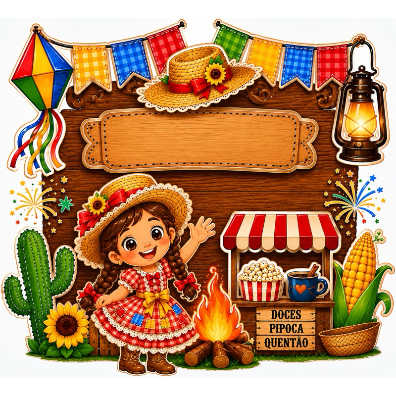 Topo de bolo festa junina/ Topper junino/decoração São João /arráia/ topo de bolo personalizado/ decoração de festa