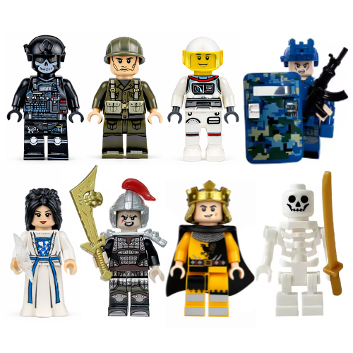 Minifigura Swat Soldado Policial Gueixa Rei Medieval com Base - Bloco de Montar Compatível com Lego