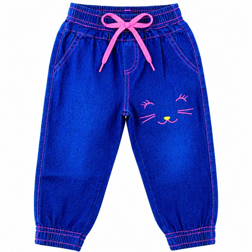 Calça Jeans Infantil Jogger Feminina Com Elástico Cintura Sortida