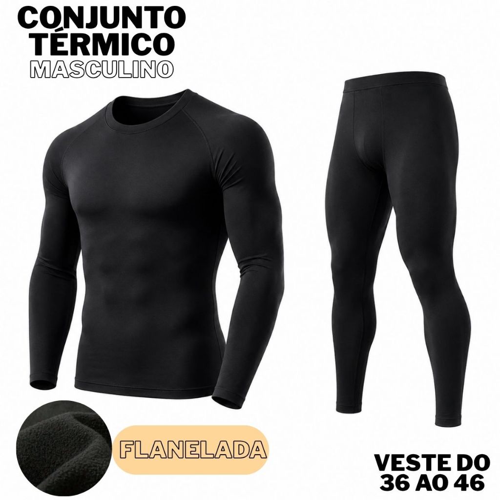Blusa Calça Térmica Masculino Conjunto Térmico Frio Intenso Segunda Pele Inverno Flanelada Peluciado