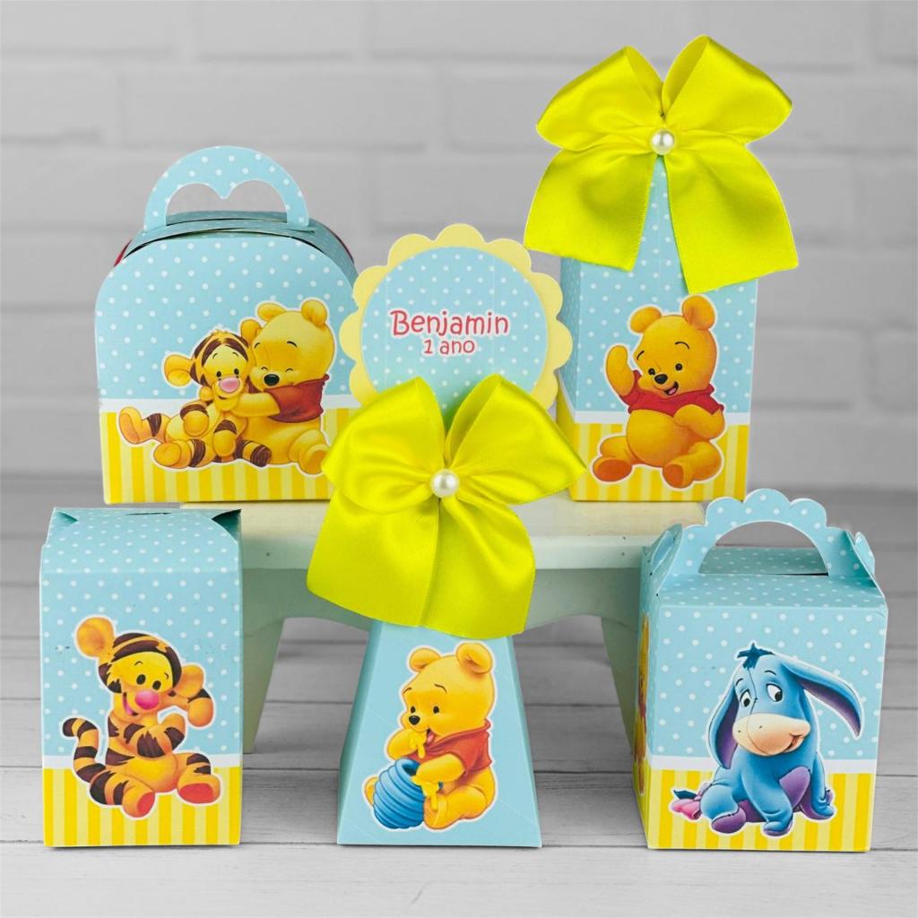 Kit Festa URSINHO POOH BABY | Pegue e Monte Personalizado Lembrancinhas Caixas Aniversário Caixinha Aniversário Infantil