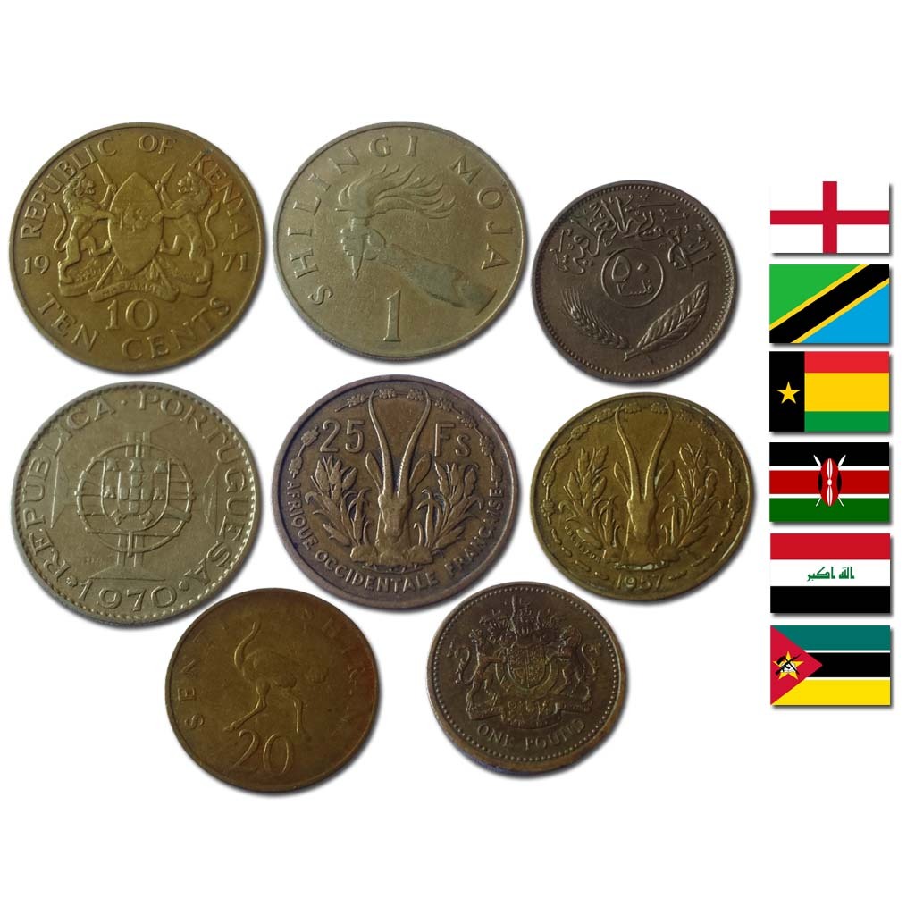 Lote 8 Moedas Antigas Estrangeiras Originais Raras Coleção Numismática