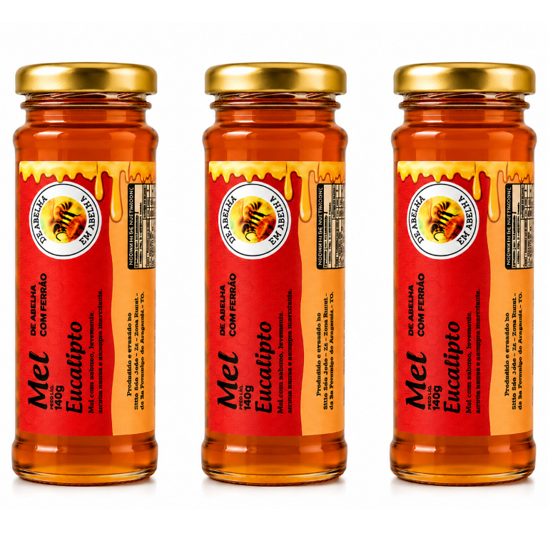 Mel Florada Eucalipto 140g Ouro Líquido 3un De Abelha Em Abelha