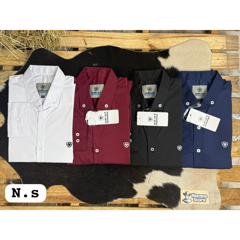 Camisa Manga Longa Ariat Lisa Estilo e Conforto Moda Cowboy Rodeio e Peão Bruto Para Festas