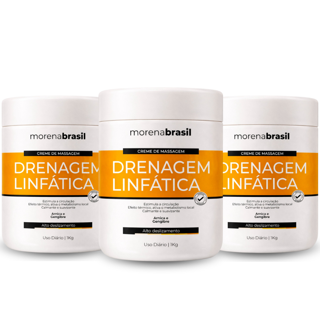 Kit 3X Creme de Massagem Drenagem Linfática – Estimula a Circulação Sanguínea e Linfática