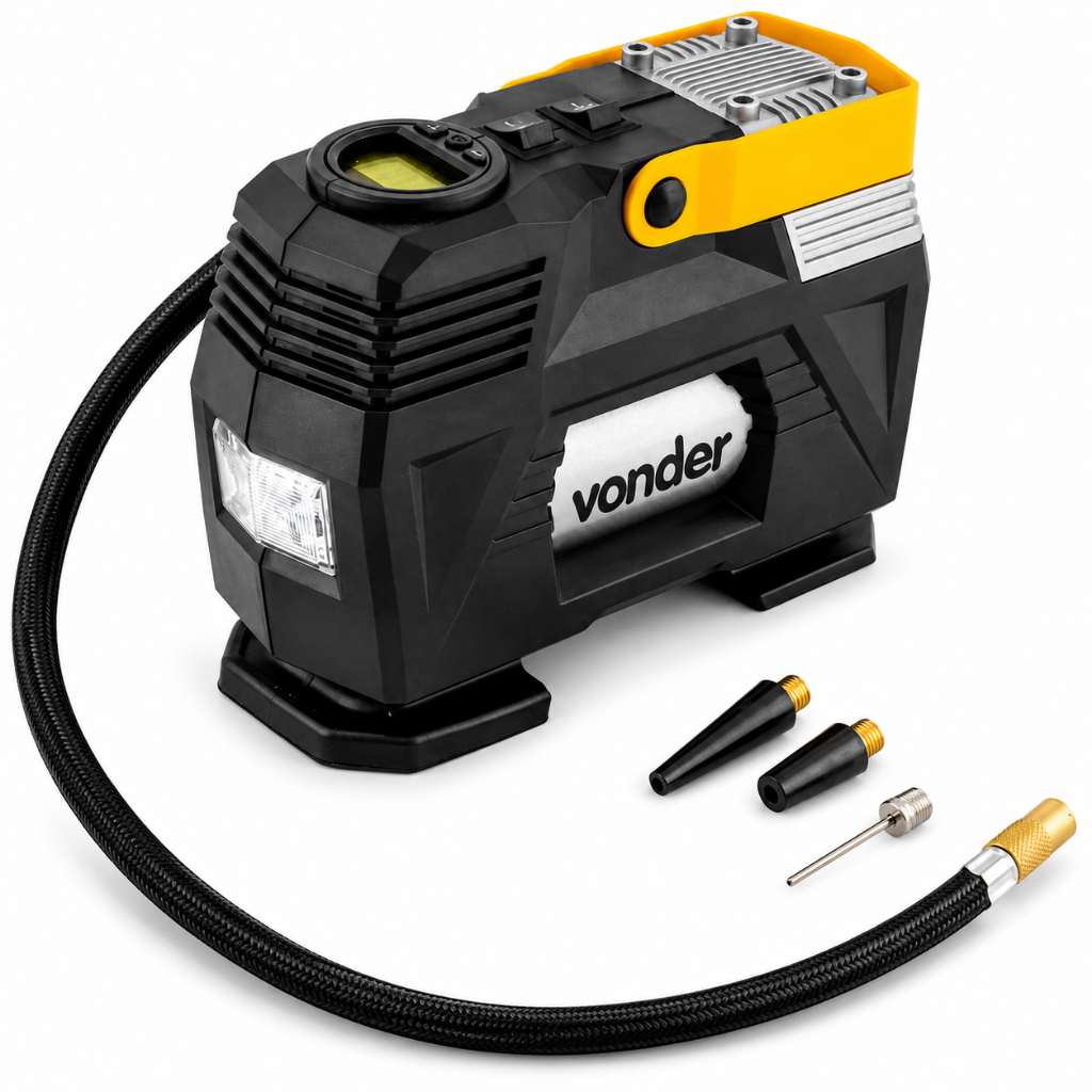Compressor de Ar Automotivo 12V com Visor LCD e Iluminação Auxiliar de LED CAV120 Vonder