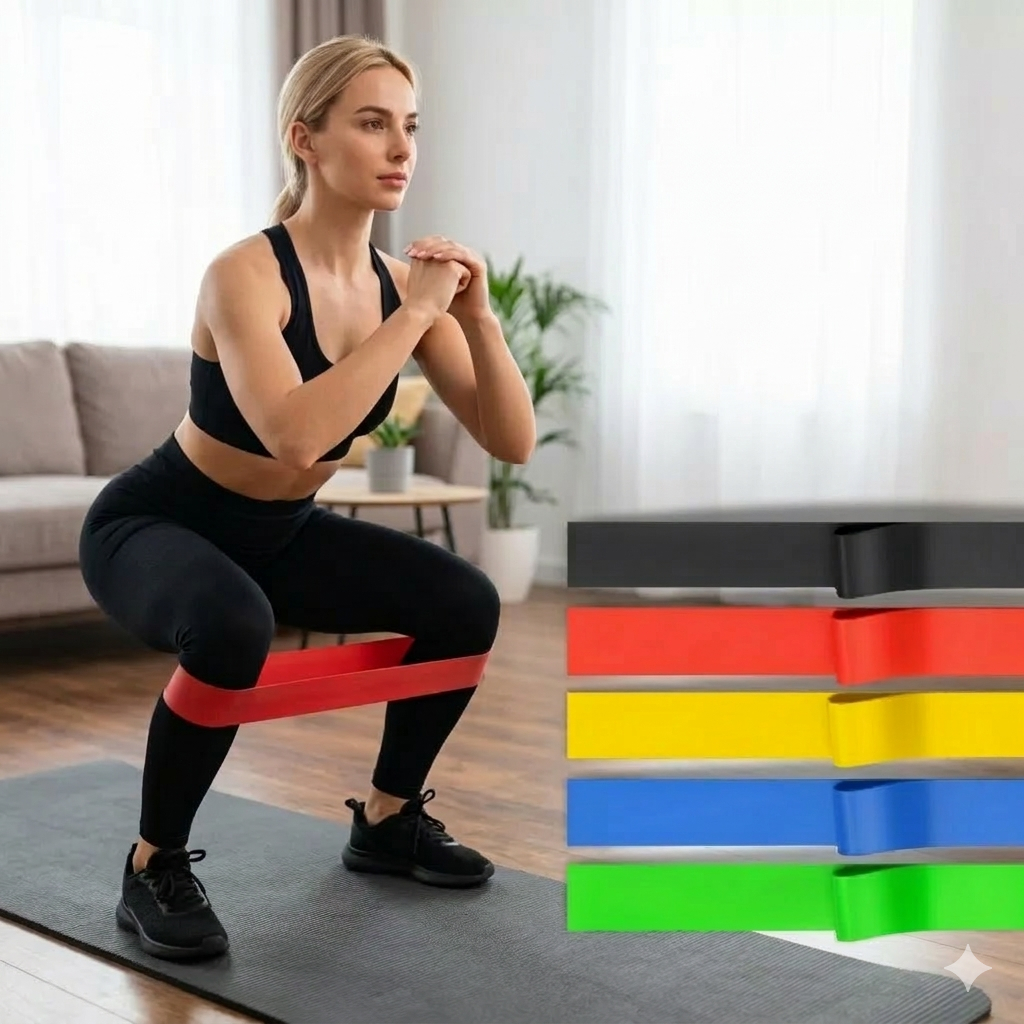 Faixas Elásticas Kit 5 Treino Fitness Em Casa Yoga Pilates Fisioterapia - Exercício Funcional