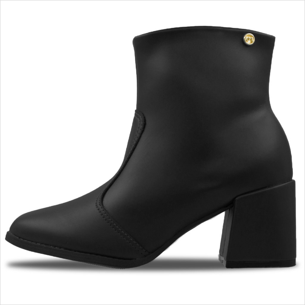 Detalhes do Bota Feminina Salto Bloco Médio Casual Moderna Luxo Moleca Elegante Moda Feminina Original
