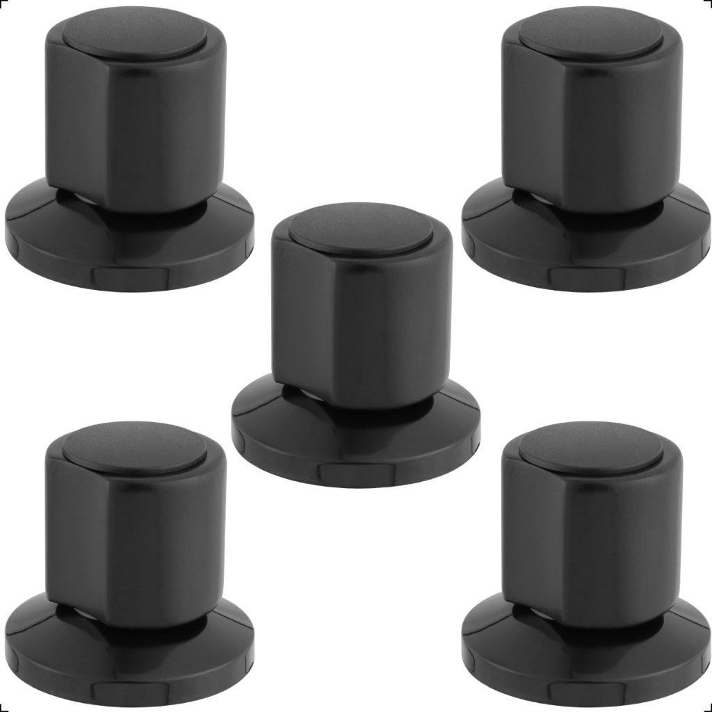 Kit 5 Acabamento Registro Base Deca Padrão 16 Estrias Gaveta Pressão Chuveiro 1/2 3/4 Preto Fosco