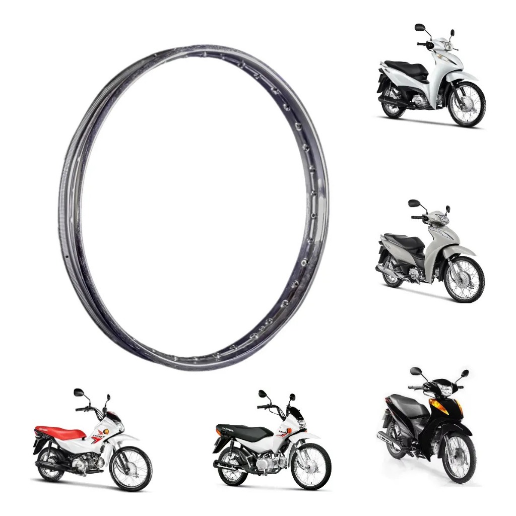 Aro Roda Dianteiro 17 X 1.20 Honda Biz 100 Biz 125 Pop 100 Yamaha Crypton Cromado Pro Tork Peça