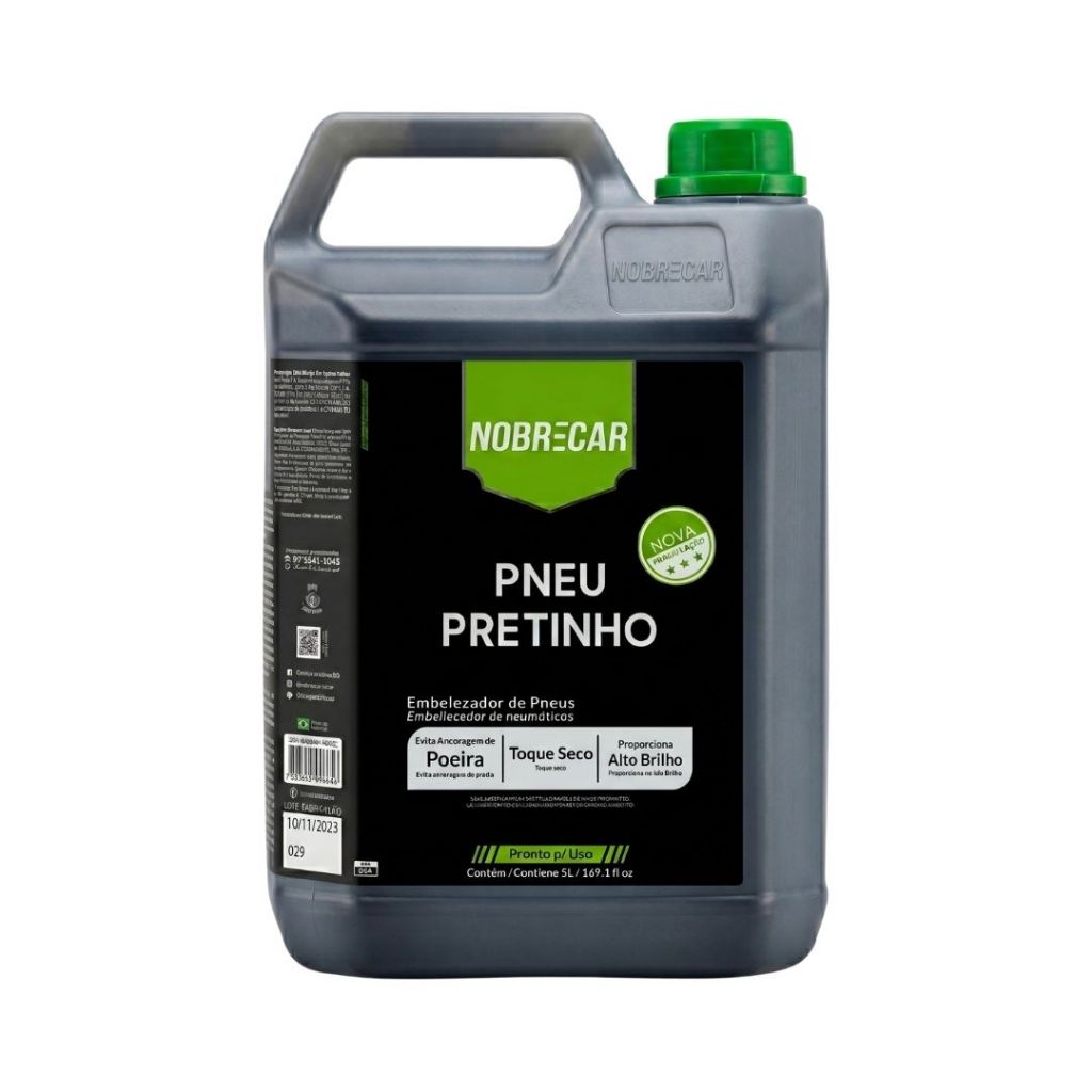 Nobrecar Pneu Pretinho 5L Super Brilhante Duradouro Impecável Com Proteção
