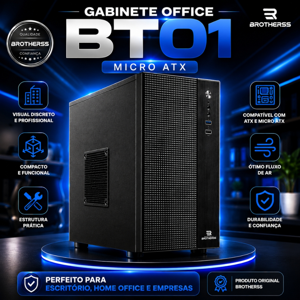 GABINETE EXECUTIVO OFFICE ATX e MICRO ATX PRETO SEM FONTE