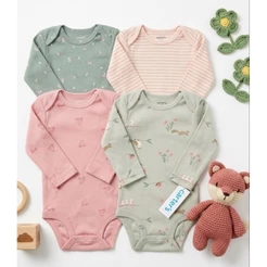 Kit body bebê importado manga longa com 4 peças e 6 peças menina.