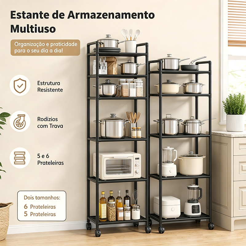 Multipurpose Metal Shelf 6/5 Shelves Kitchen Steel Multipurpose Utensils Home Office Organizer