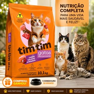 Ração Para Gatos Tim Tim Cat Premium 10kg Para Gatos Adultos E Filhotes Alimento completo balanceado