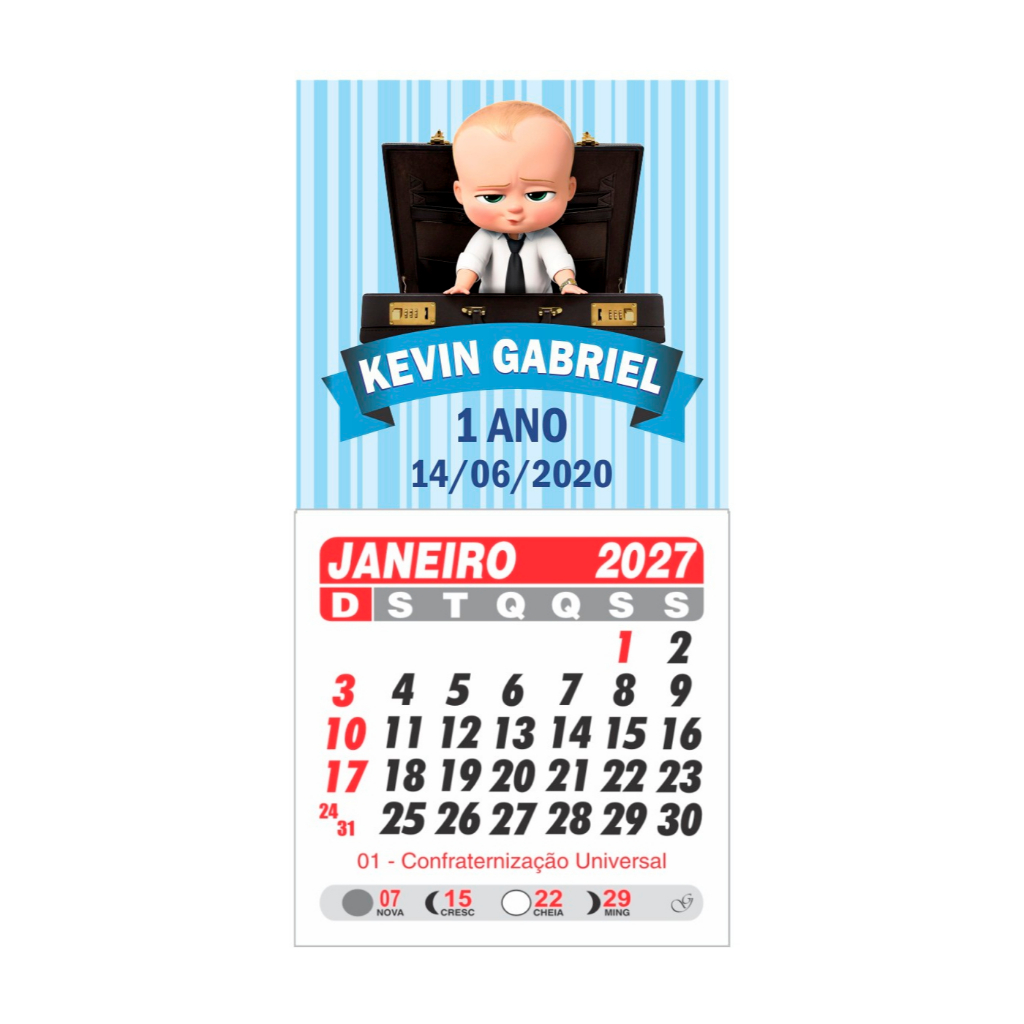 Mini calendario com ima Poderoso Chefinho personalizado - lembrancinha personalizada
