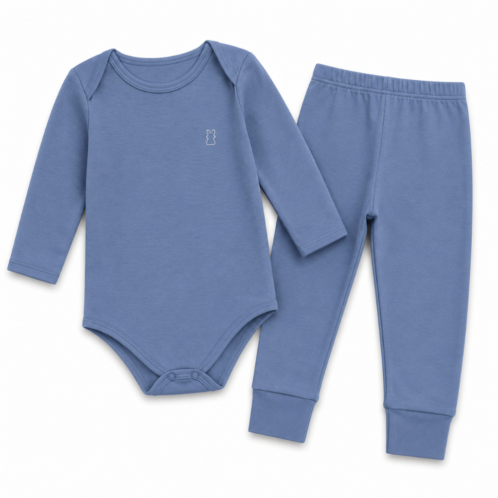 Conjunto Body Manga Longa + Calça Mijão em Suedine - 100% Algodão - Kiko Baby Timeless - Enxoval Bebê - Menina e Menino. — imagem 2 de 2