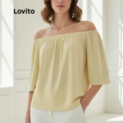 Lovito Blusa Boho Lisa para Mulheres Moda Feminina BRBLB1442BRL1472